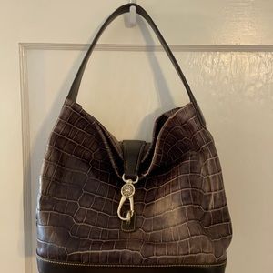 Dooney and Bourke brown crocodile clasp closed bag